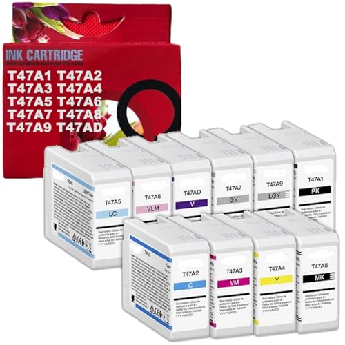 Lot de 10 encres compatibles avec Epson SureColor P900 cartouches T47A1 T47A7