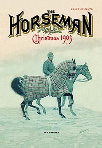 Portada de una edición navideña de la revista Horse temprana de 1903 La imagen se titula Su presente y el nuevo caballo es probablemente un regalo