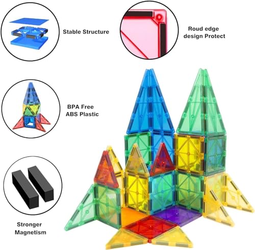 Image of Magnetic Building Tiles Construction Set, STEM Educational Learning Toy, Creative Magnetic Building Blocks for Kids, Boys & Girls, Multicolor (Pack of 8 Pcs)