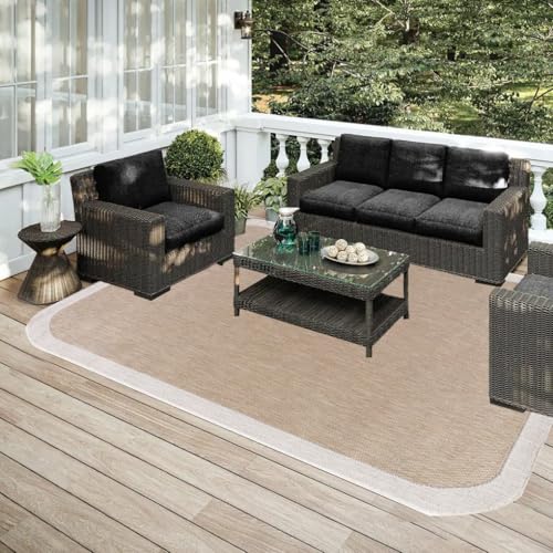 Light Beige Geometric Texture Minimalist Area Rug 4x6 for Porch