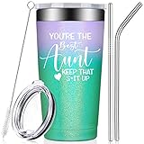 Aunt Gifts from Niece, Nephew - Funny Mothers Day Christmas Birthday Gifts for Great Aunt, Best Aunt, New Aunties - Tumbler Cup with Lid and Straw