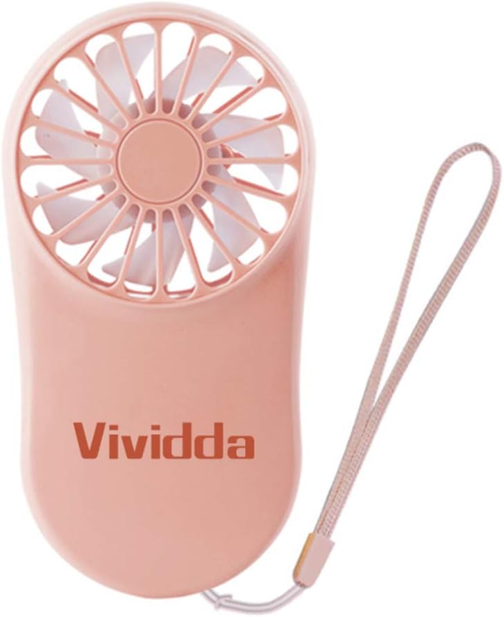 Vividda Portable Mini USB Fan Silent Hand Held Fans Battery Operated Rechargeable Hand Fan, 3 Speeds Light Electric USB Cooling Fan for Home Office Travel and Outdoor (Pink)