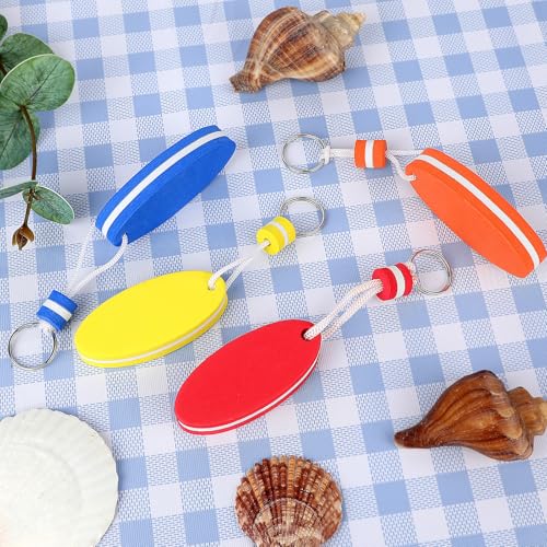 Image of Floating Keychain for Boat Keys, 4 Pack Waterproof Bright Color Key Rings Pendant for Fishing Surfing Sailing Kayak