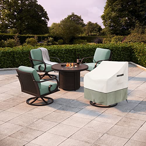 Lsongsky Outdoor Swivel Lounge Chair Cover,100% Waterproof Heavy Duty Outdoor Chair Covers,(33 L X 37 W X 38.5 H Inches) Patio Furniture Cover For Swivel Patio Lounge Chair,White&Grayish Green #TOP4