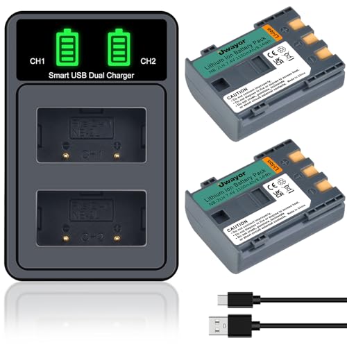 NB-2L NB-2LH Battery 2 Pack and Dual Charger for Canon Digital Rebel XT XTi PowerShot G7 G9 S70 S80 S60 S50 S30 S40 S45 DC420 DC410 EOS 400D 350D VIXIA HF R10 Elura 40 50 60