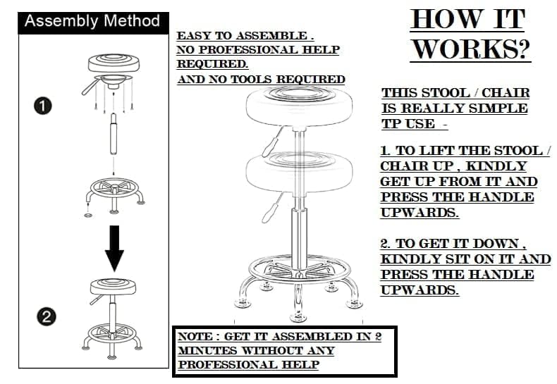 Image of Armless Revolving Office Chair - Solid Steel for Home /Office /Study /Vanity /Shops /Clinic /lab /Spa /Conference /Meeting /Reception (Off White and Brown)