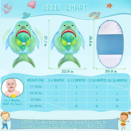 Baby Pool Float, Baby Swim Float With Canopy Inflatable Baby Swimming Floaties With Safety Support Baby Shark Pool Floats For Babies 12-18 Months Infant Float Swimming Trainer For Age Of 3-36 Months #TOP2