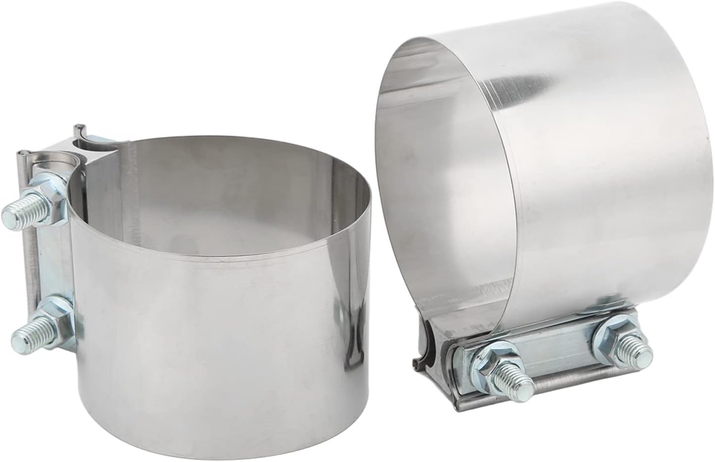 2Pcs Stainless Steel Exhaust Sleeve Clamps - 4-Inch Muffler Band Clips with Bolts for Automotive Exhaust System Repair,Pipe Repair Sleeve Bands