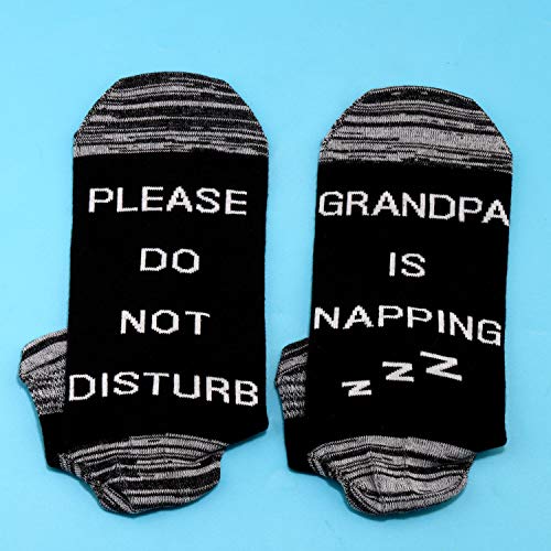 JXGZSO 2 Pairs Grandpa Napping Socks Papa Gift Mens Funny Socks Please Do Not Disturb Grandpa Is Napping Socks3