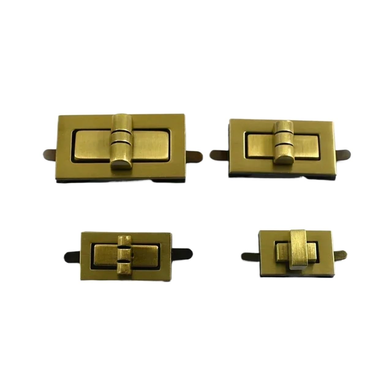 PVUVTNAHW 2Pcs Handbag Twist Turn Lock Buckle Rectangle Metal Buckles Purse Decor Closure Locks Clasp Bag Hardware(Brass,25x46mm)