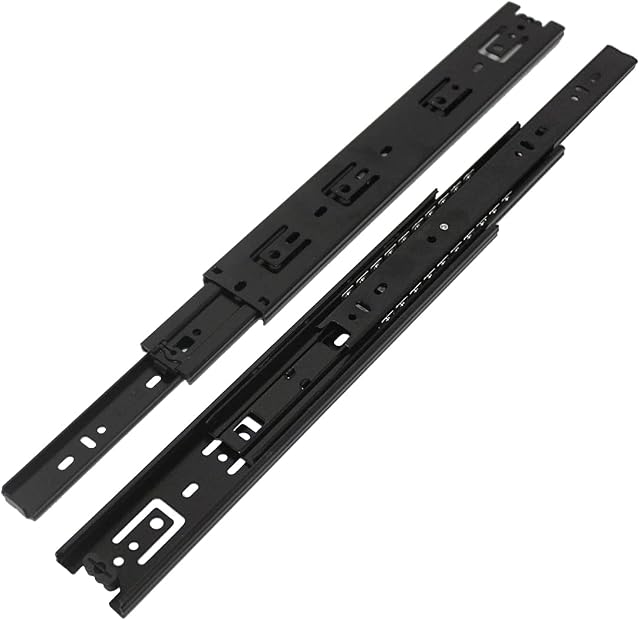 VADANIA 300mm Residential Drawer Runners #VA1245 1 Pair (2 Packs), 45kg Load Capacity Full Extension Ball Bearing, Side Mount, Heavy Duty Slides for Kitchen Cabinet, Home, Office Replacement, Black