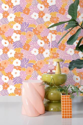 Papier peint fleurs style Matisse multicolore pour rénover un mur