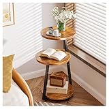 Simple Wisdom Mesa Auxiliar,Mesa Auxiliar Sala Redonda Lateral 3 Niveles,Mesita de Noche,Buros para Recamara,para Sala de...