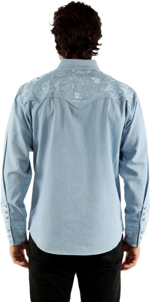Traditional Gunfighter Floral Design Long Sleeve Western Mens Shirts