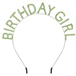 AOPRIE Happy Birthday Princess Crown Tiara, Silver Green, for Women and Girls, Rhinestone Birthday Accessories