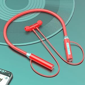 adspow Bluetooth Kopfhörer,Kabellos Bluetooth 5.0 Sport kopfhörer,Wasserdichter nackenbügel kopfhörer,mit magnetischen Ohrstöpseln und Mikrofon,für Joggen,Workout,Rot