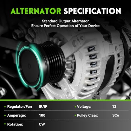 Image of 11402N New Alternator Replacement for 2009-2012 Toyota RAV4, 12-15 Camry, 2011-2016 Scion TC,100A 2.5L L4, 11402 2706036010 1042102270 27060-36011 27060-0V010 104210-8431