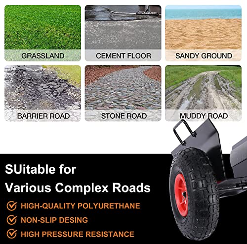 Heavy Duty Panel Dolly, Extended Model Slab Dolly W/Handle & 2 10" Pneumatic Wheels 600Lbs Capacity For Drywall Sheet Heavy Appliance & Material Handling All Terrain Moving Cart Panel Dolly - Black #TOP5