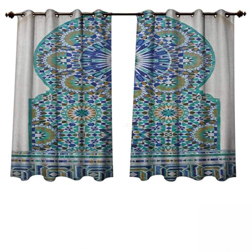Anshesix Marokkanischer Balkon Sichtschutz Vorhang arabisches Design Geometrie Ornament Klassische antike Kunst Urlaub Tourismus Tor W120 x L72 color03