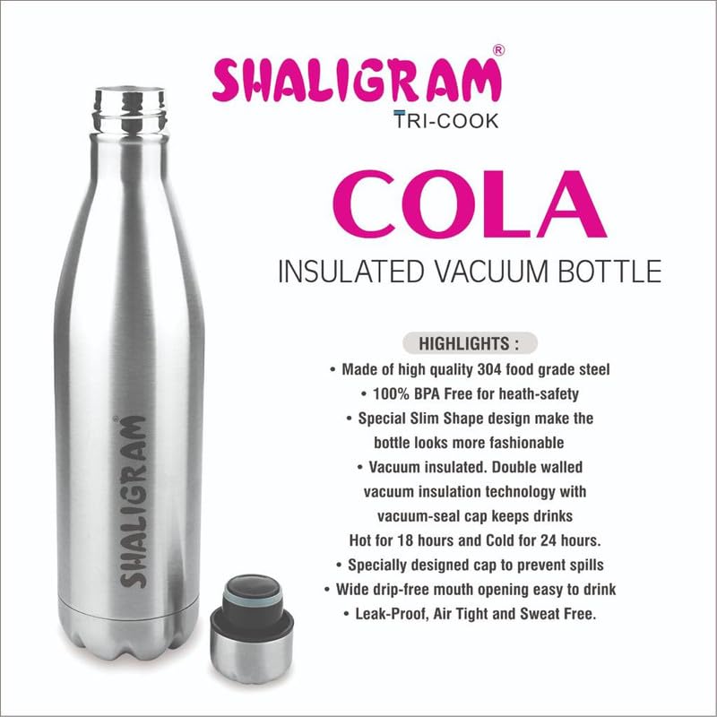 Image of SHALIGRAM Stainless Steel Thermosteel Water Bottle, 24 Hr Hot and Cold I Leak Proof Lid I Vacuum Insulated I for Office, Gym, School | COLA