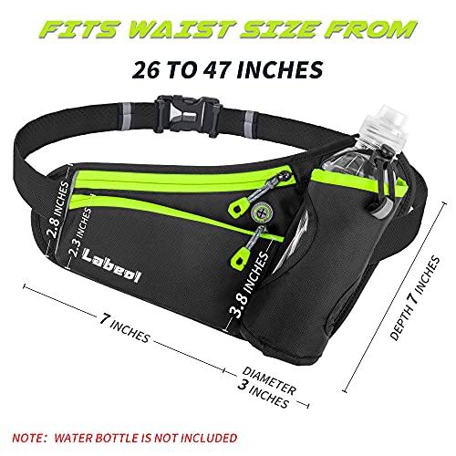 Labeol Running Belt With Water Bottles Adjustable 2 Zipper Pockets Running Waist Pack Hydration Bag For Men And Women Running Fanny Pack With Water Bottles For Running Hiking Climbing Jogging (Green) #TOP1