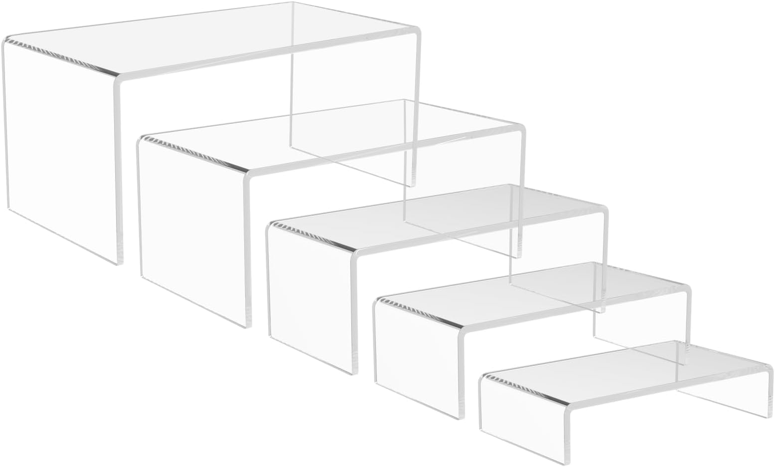 5 Pack acrylic display stand, Acrylic Display Risers, 5 Sizes Clear Product Stand, Jewelry Display Riser Shelf Showcase Fixtures For Collectibles Display, Figure Display - 6.8" to 10"