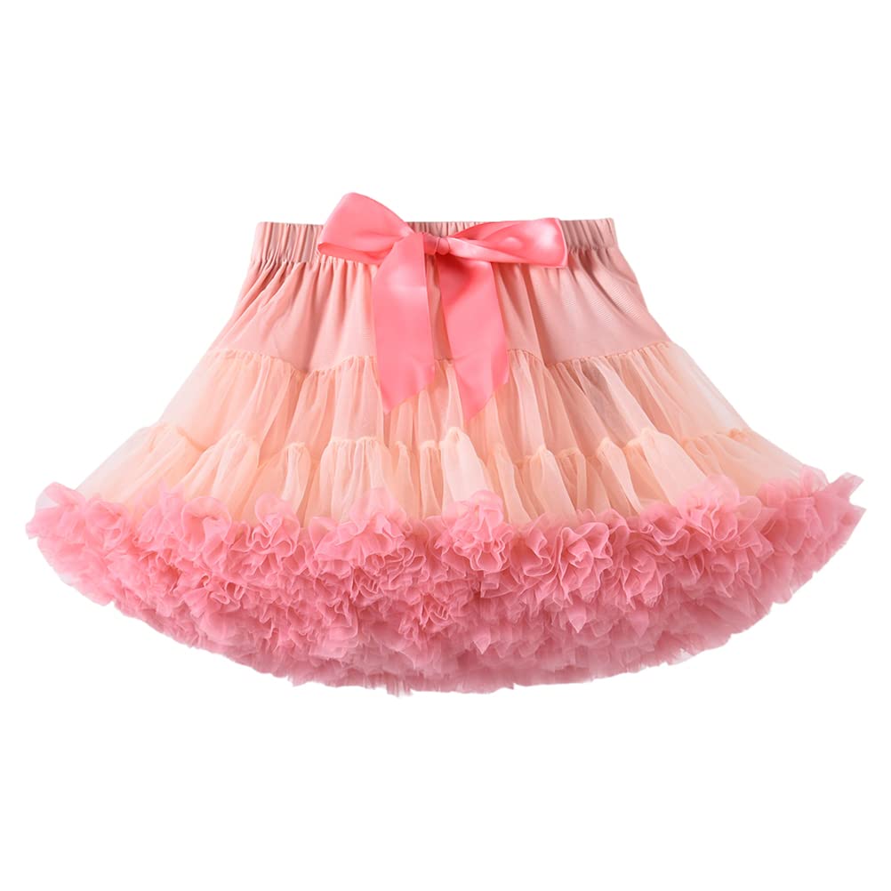 Odziezet Baby Girls Fluffy Pettiskirt Tutu Kids Ballet Party Dance Skirt Princess Tulle Bubble Skirt for Girls (0-10 Years) Beige-Pink