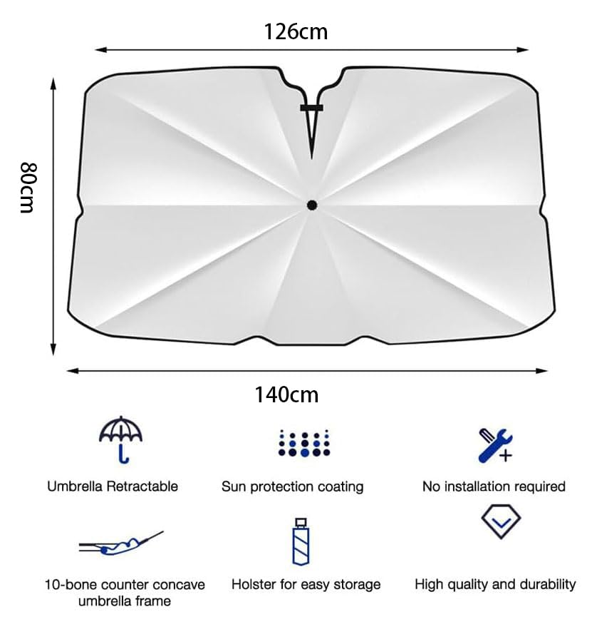 Parasol Coche Delantero para Viajes de Verano en Ford Ecosport Paraguas Anticalor 4