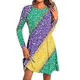 Vestido de lentejuelas para mujer, disfraz de carnaval multicolor, estampado digital 3D, degradado de color, cuello redondo, vintage, vestido de cóctel, vestido de noche, vestido de club, vestido de