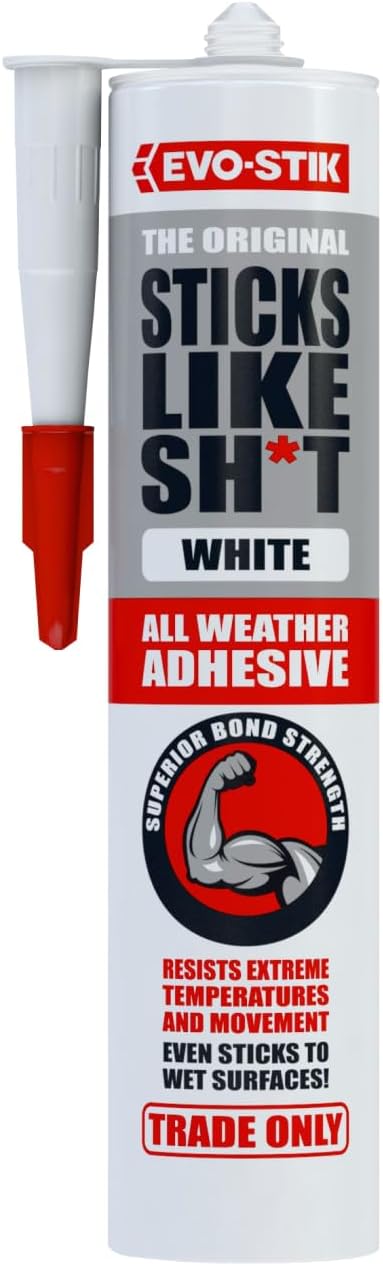 EVO-STIK Sticks Like Sh*t Adhesive White - 290ml - All Weather - Extreme Temperature & Movement Resistant
