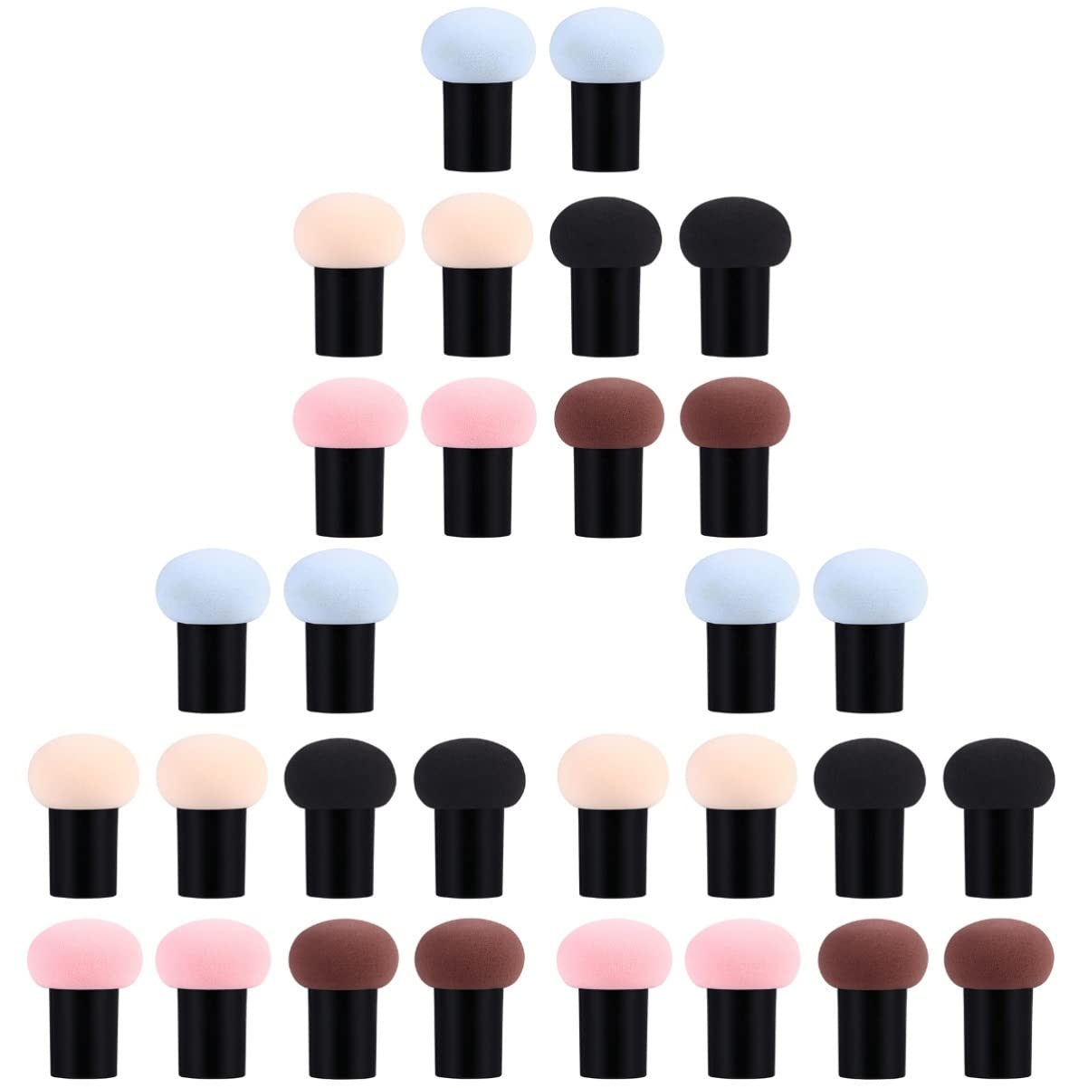 FRCOLOR 30pezzi Spugne Da Trucco Forma Di Fungo Per Uso Secco e Umido Di Accessori Per Make-up e Morbide e Lavabili Per Fondotinta e