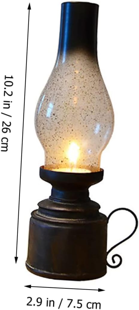 Retro Style Kerosene Lamp Model Rustic Decor Nightstand Oil Lamp for Photography Props