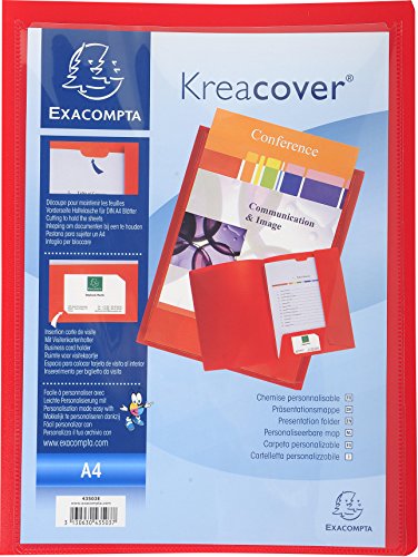 Exacompta Krea Cover 43503E - Cartellina Di Presentazione In Polipropilene Din A4, Colore: Rosso, 10 Pezzi