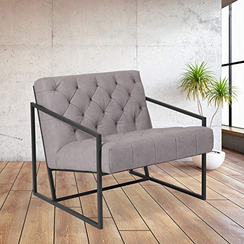 Flash Furniture Hercules Madison Series Retro Light Gray Leathersoft Tufted Lounge Chair #TOP1