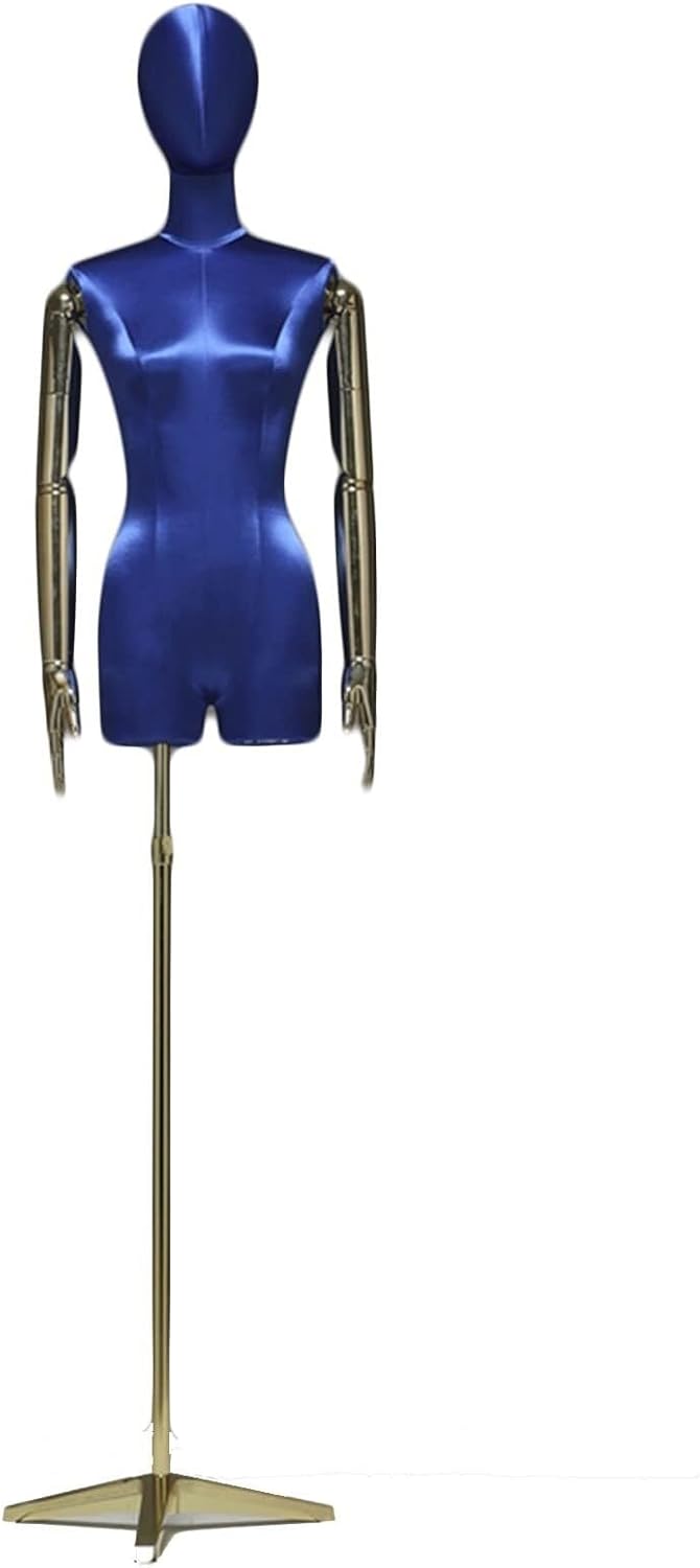 Female Mannequin Torso with Electroplated Arms, Adjustable Microfiber Dress Form with Tripod Base, Purple