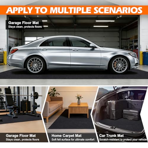 Grefinity Garage Floor Mat,6.6'x 8.5' Oil Spill Mat Heavy Duty Under Car Mat for Garage & Driveway, Protects Against Oil, Chemicals & Stains with TPE Anti-Leak Backing, Reusable & Washable by Grefinity - Used condition - Image 5