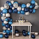 【Toll für alle Gelegenheiten】Metallische blaue Silberballons und marineblaue Ballons des Ballongirlanden-Sets für Geburtstagsfeier, Babypartydekoration, Hochzeit, Valentinstag, Junggesellenabschied, Jubiläumsfeier, Abschlussfeier, Tischdekoration, Mottoparty