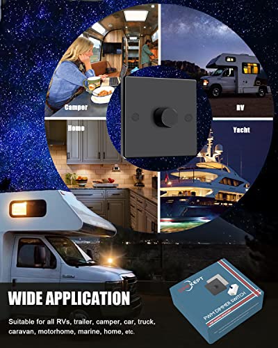 Oppkept 12V Rv Dimmer Switch, Upgrade 12/24 Volt Dc Pwm Dimmer For Led Interior Lights, Halogen, Incandescent, Used For Rv, Auto, Camper, Truck, Marine, Boat And Strip Lighting (High Side, Black) #TOP5