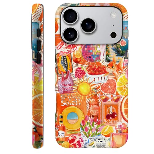 DAIZAG Case Compatible with iPhone 18 Pro/iPhone 17 Pro,Durable Shock Protection Cover for Girl Women,Collage Orange Fruits Bright Aesthetic