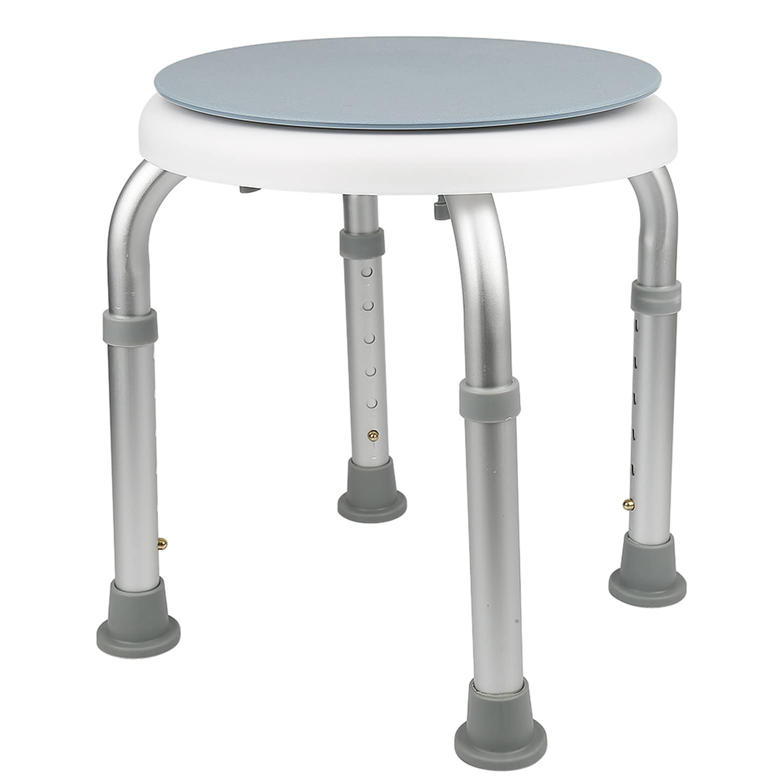 Round Swivel Comfort Bathroom Stool – Height Adjustable Non-Slip Shower Stool – Chairs for Elderly Showers Easy Access and Transfer – Assembly Without Tools, 360 Degrees