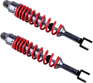 Universal 390MM 15.35inch Air Shock Absorbers Adjustable Rear Suspension Eye to Clevis20.5mm Fit For Kawasaki Honda Suzuki Yamaha Go Kart Red 1 Pair
