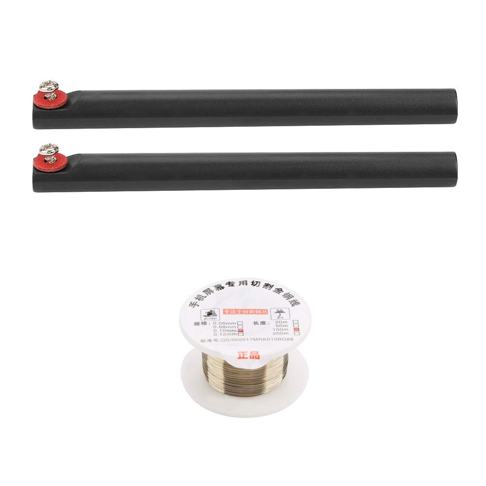 LCD Schneiddraht Molybdän Bildschirm Cutting Wire Schneidedrahtlinie 100m mit Griffen LCD Frontglastrennung(0.1MM*100m+Kunststoff Griff)