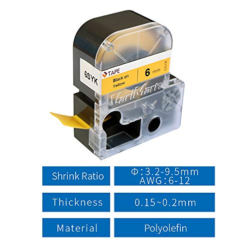Fesjoy Fita adesiva de substituição de tubo termorretrátil para impressão de fita adesiva preta em b