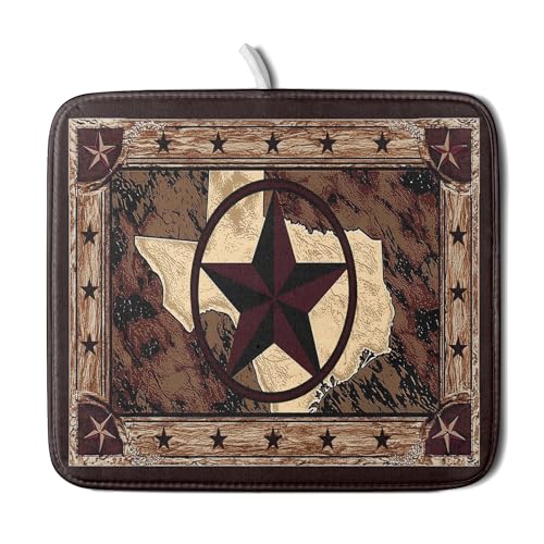 Giwawa Western Texas Star Dish Drying Mat 16"x18", Rustic Primitive Country Style Dish Drainer Mats, Farmhouse Brown Reversible Dish Drying Rack Pad Protector for Kitchen Tabletop Small Decor