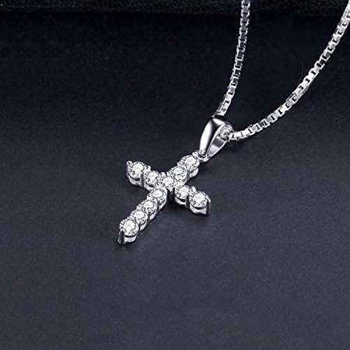 JewelryPalace Fashion Cross 0.7ct Cubic Zirconia Pendant Necklace for Women, 14k White Yellow Rose Gold Plated 925 Sterling Silver Necklace for Her, Simulated Diamond Gift for Girls 18 Inches Chain