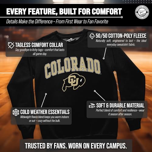 Image of NCAA College Sweatshirt Fleece Crewneck Pullover for Men and Women | Officially licensed NCAA college gameday crewneck pullover - 9 oz fleece lined sweatshirt with arch and logo design