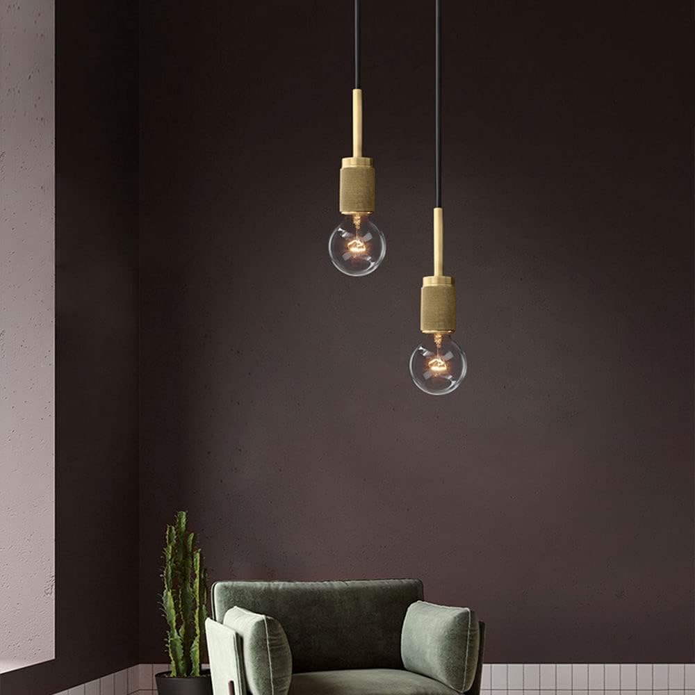Industrial Light Modern Copper Small Chandelier Transparent Glass Shade Light Semi-Embedded Suspended Lamp Height Adjustable Kitchen Island Bedroom Bedside Restaurant Bar Window Lumina/a