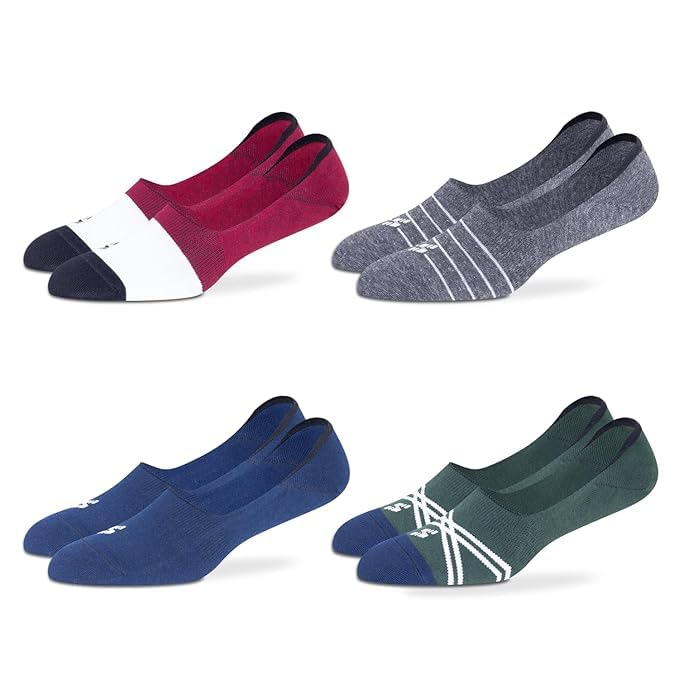 Low Cut No Show Loafer Socks for Men, Combed Cotton, Anti Slip Grip, Anti Odour, Moisture Absorbent, Breathable, Pack of 4-image-3