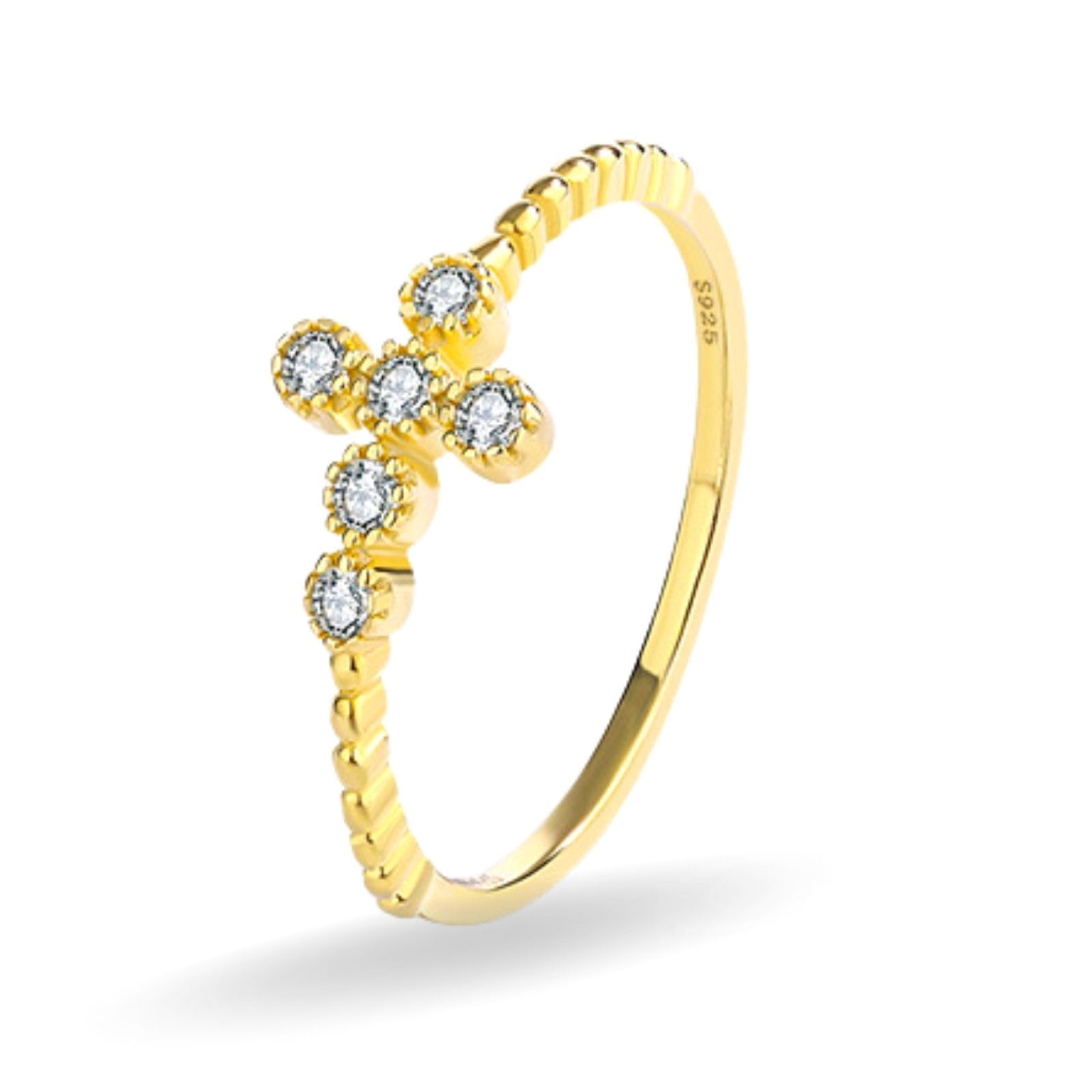 LARDROK 925 Sterling Silver Infinity Ring Silver Cross Ring with Diamond Promise Ring Cubic Zirconia Engagement Anniversary Wedding Ring