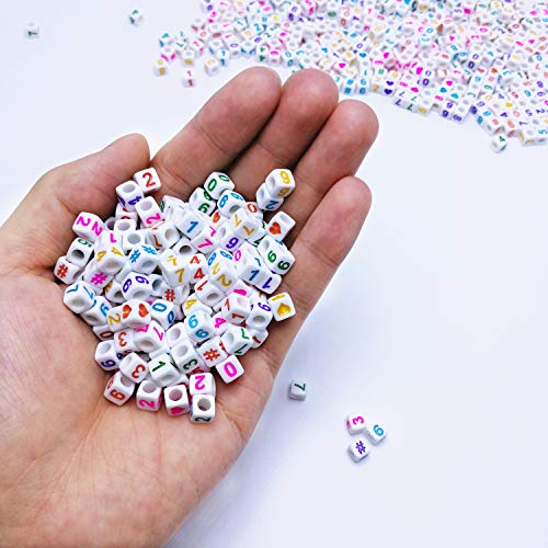 Image of Amaney 400pcs Number Beads 6x6mm Mixed Colorful Number Beads Acrylic Square Shape Loose Beads